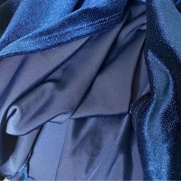 Windsor Blue Velvet Bustier Mini Dress Spaghetti Straps Shimmer Accents Size XS - Picture 14 of 16